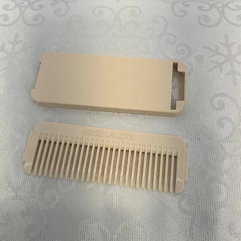 Vintage Estee Lauder Beige Hair Brush & Comb Set‎ With Mirror